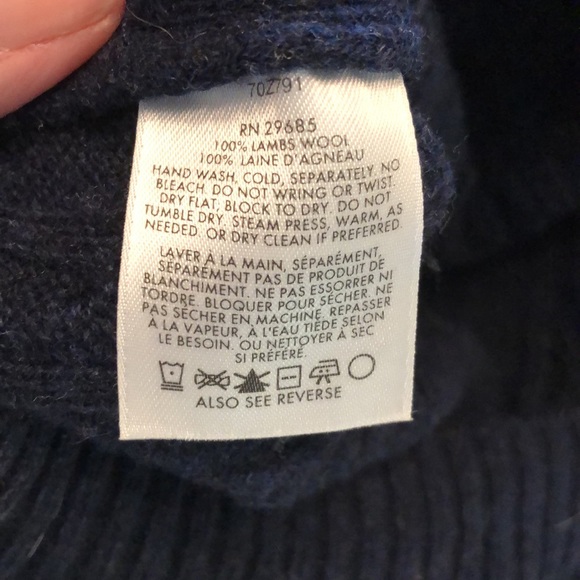 Pendleton Lambswool Cable V neck Navy Blue Long Sleeve Winter Sweater XL Mens - Picture 6 of 6